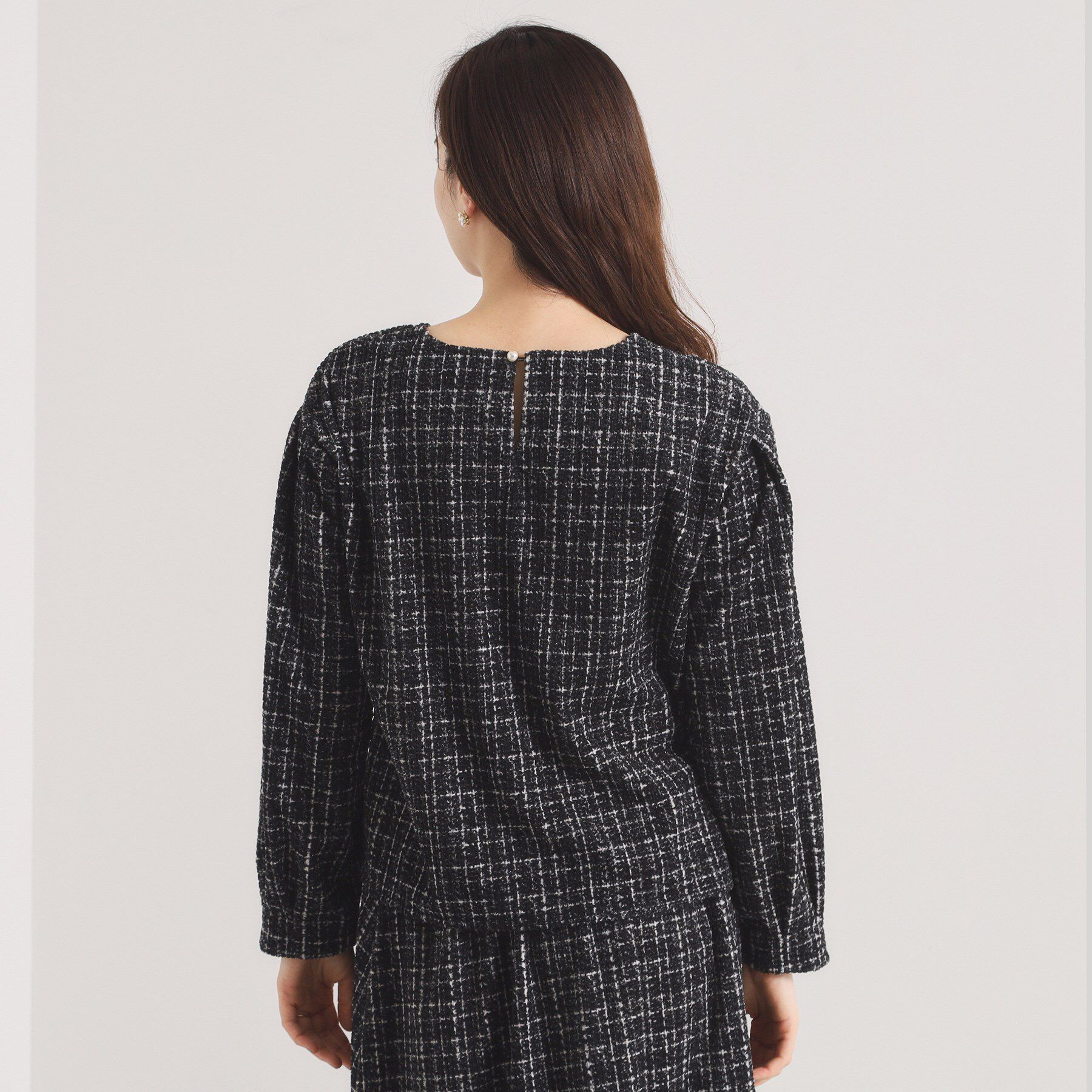 ITS&rsquo;DEMO「【手洗い可／セットアップ可】ツイード風プリントブラウス」|シャツ・ブラウス|