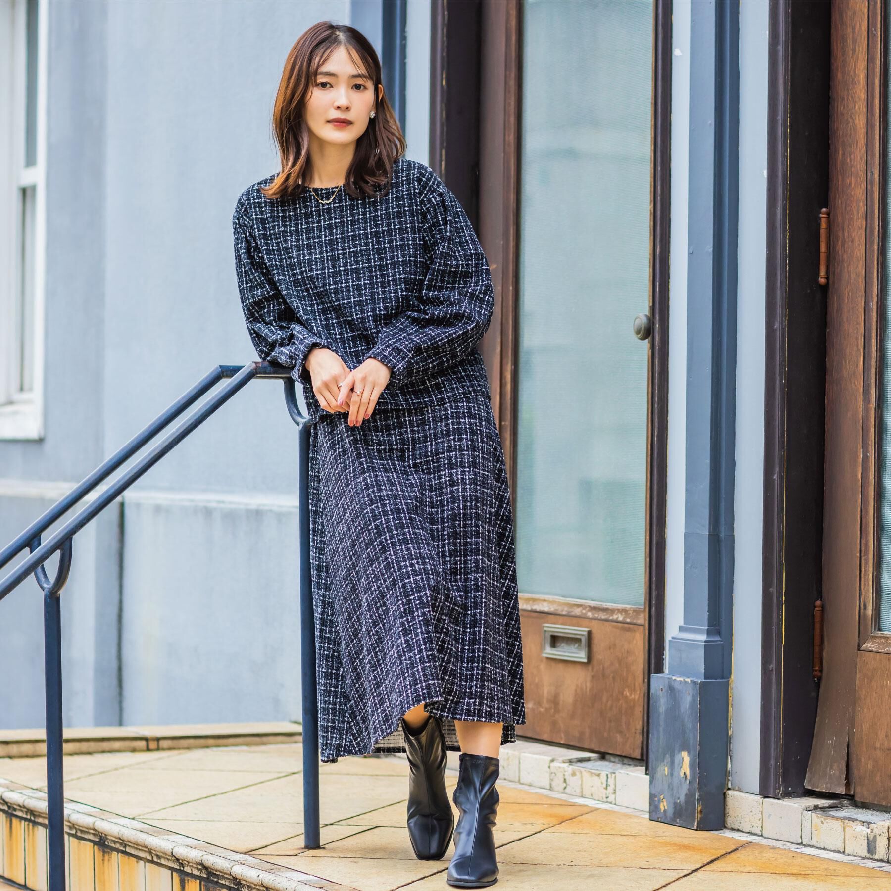 ITS&rsquo;DEMO「【手洗い可／セットアップ可】ツイード風プリントブラウス」|シャツ・ブラウス|