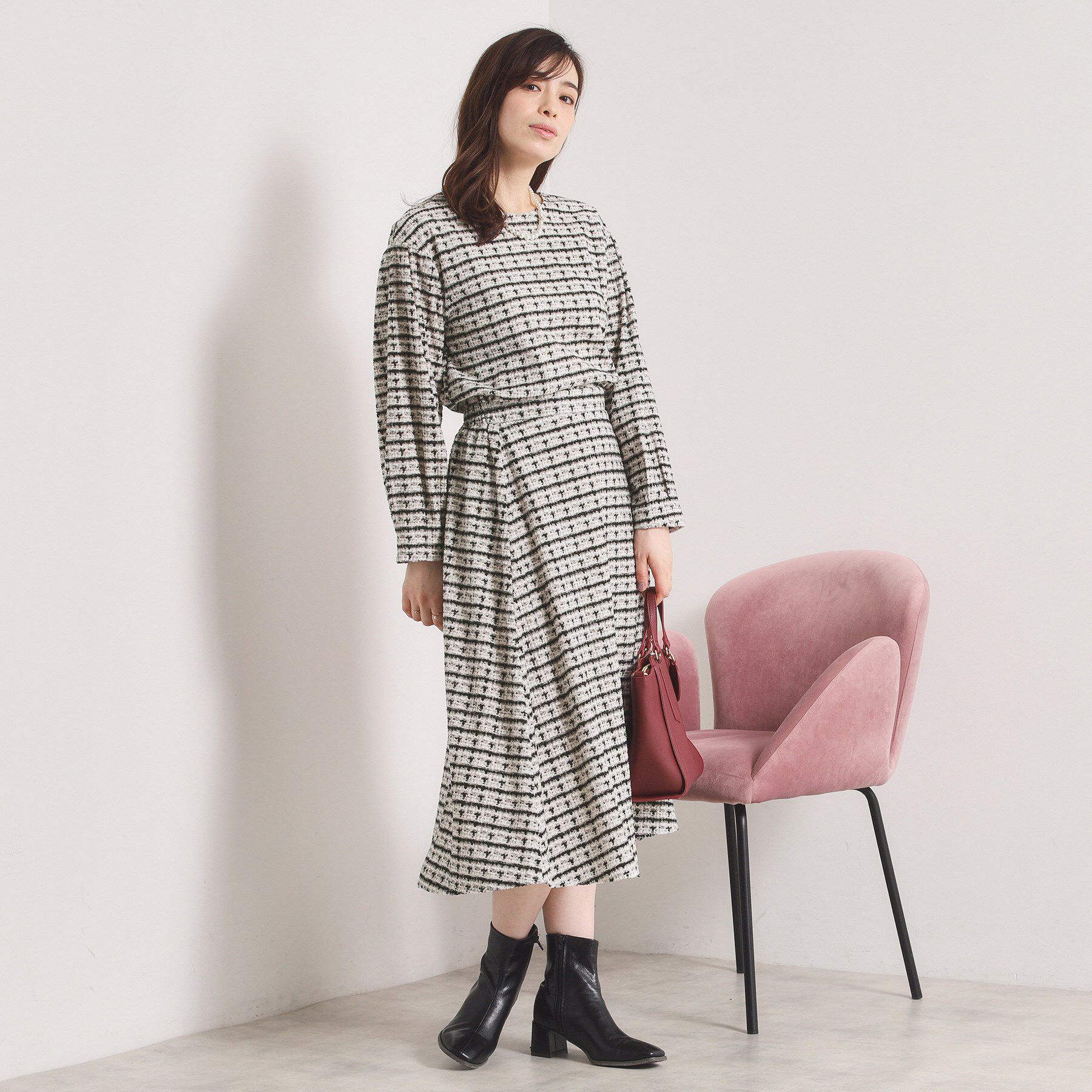 ITS&rsquo;DEMO「【手洗い可／セットアップ可】ツイード風プリントブラウス」|シャツ・ブラウス|