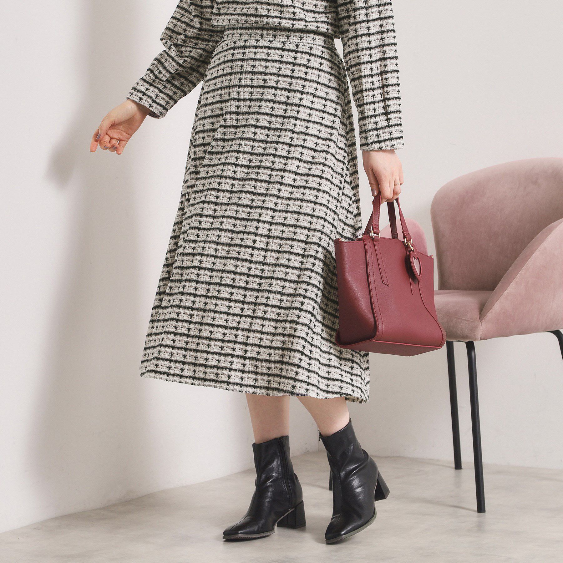 ITS&rsquo;DEMO「【手洗い可／セットアップ可】ツイード風プリントスカート」|スカート|オフホワイト(103