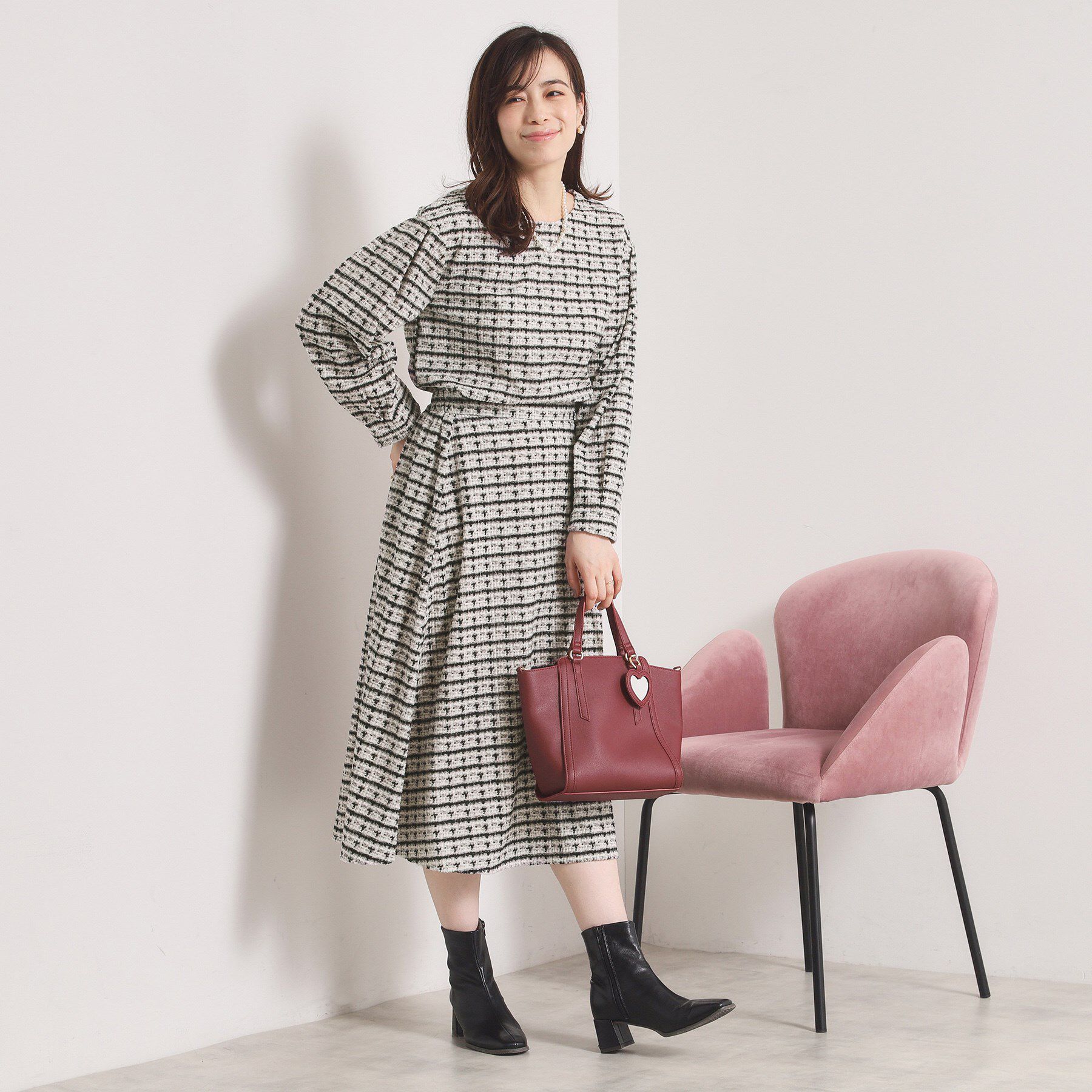 ITS&rsquo;DEMO「【手洗い可／セットアップ可】ツイード風プリントスカート」|スカート|