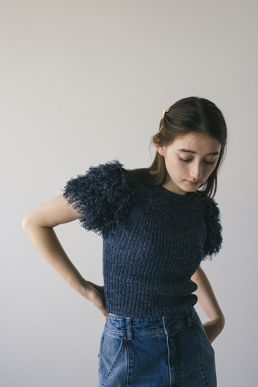 STYLEMIXER「フリンジスリーブニットトップ」|ニット・セーター|NVY