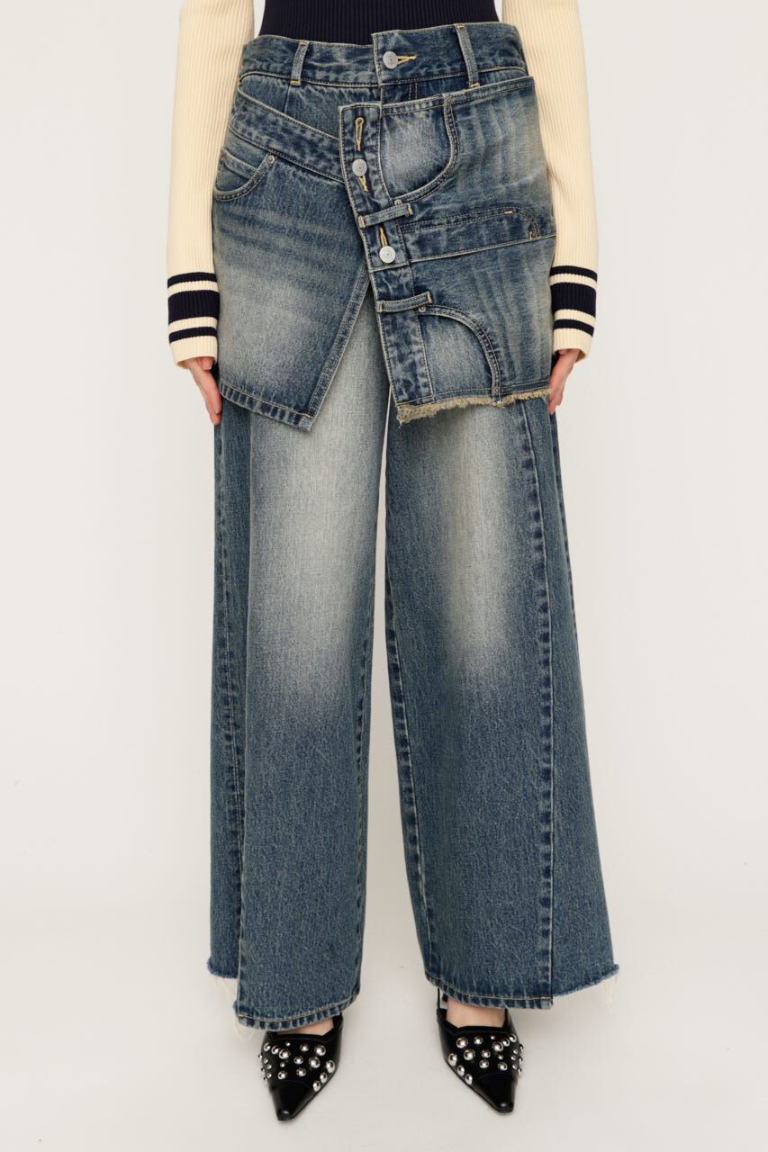 SLY「REMAKE ASYMMETRY L／W DENIM パンツ」|デニム|