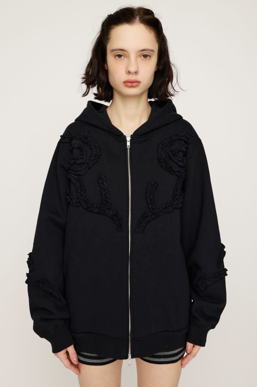 SLY「FRILL ZIP UP HOODIE」|パーカー|