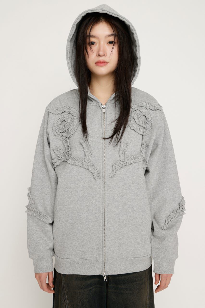 SLY「FRILL ZIP UP HOODIE」|パーカー|