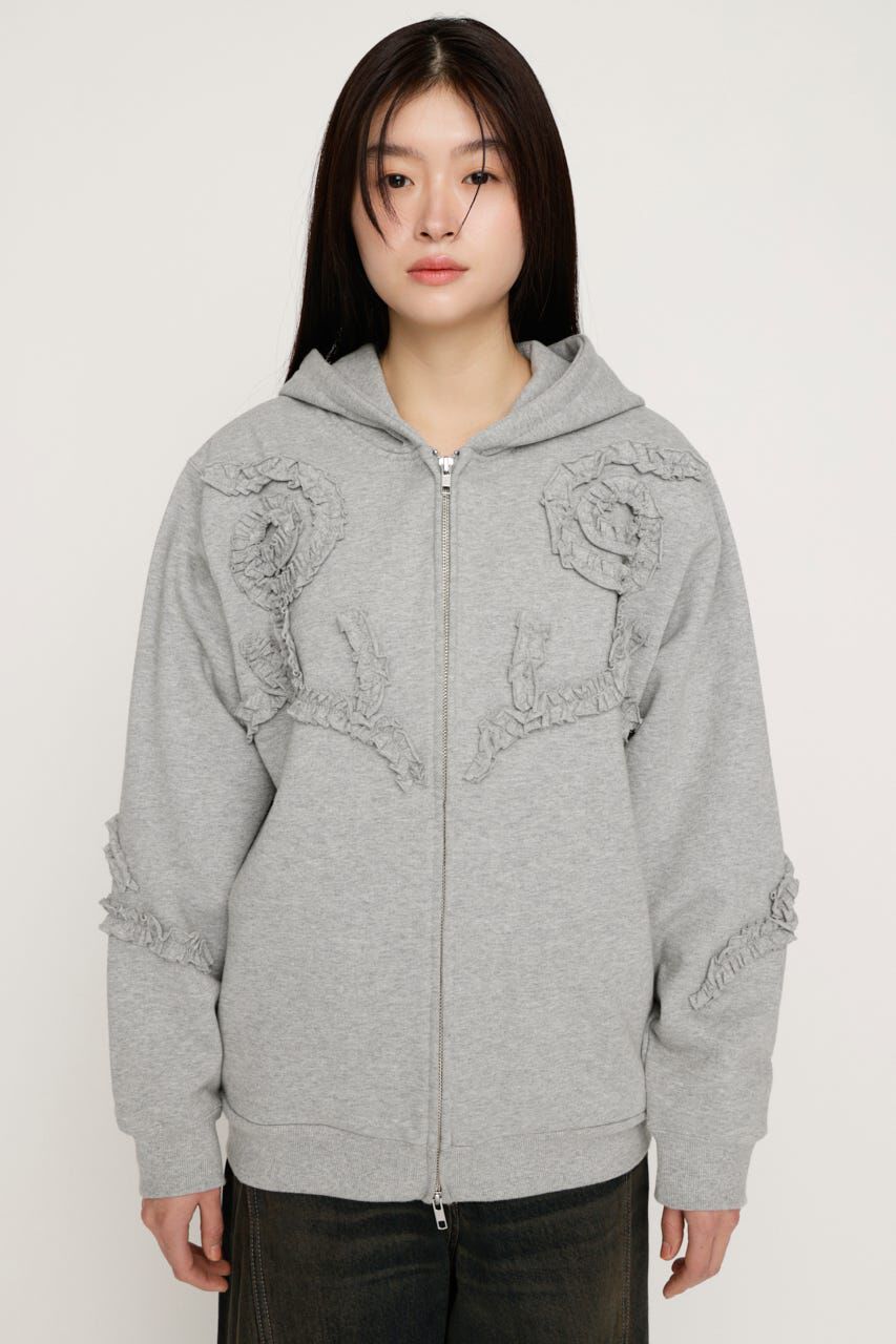 SLY「FRILL ZIP UP HOODIE」|パーカー|