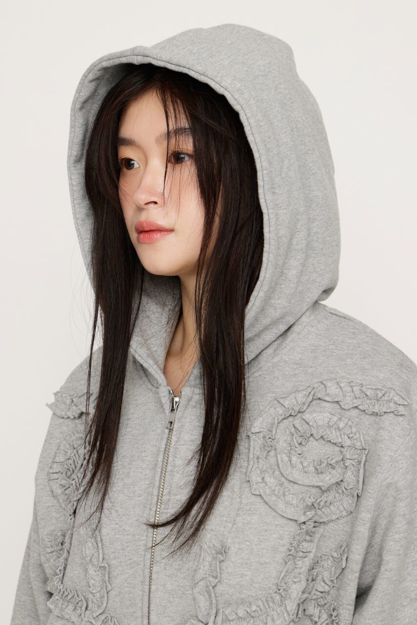 SLY「FRILL ZIP UP HOODIE」|パーカー|