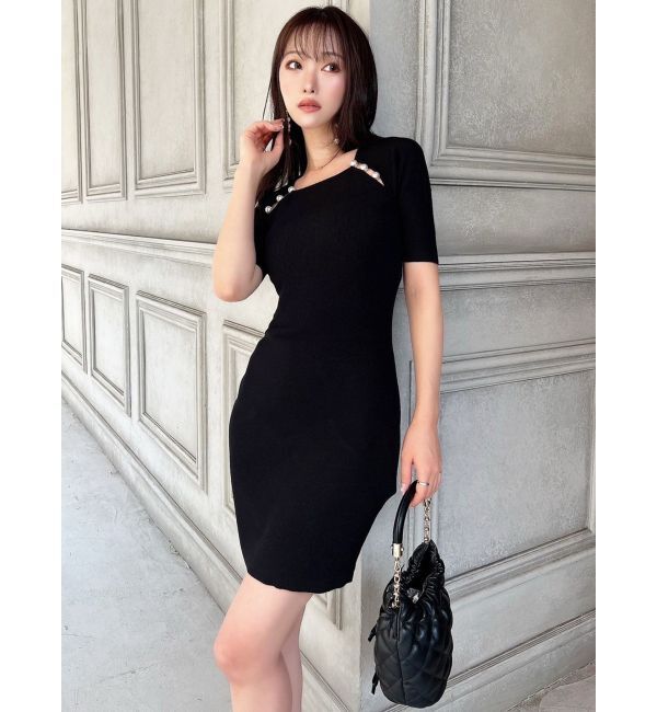 RESEXXY「パールビーズリブニットワンピース」|ワンピース|