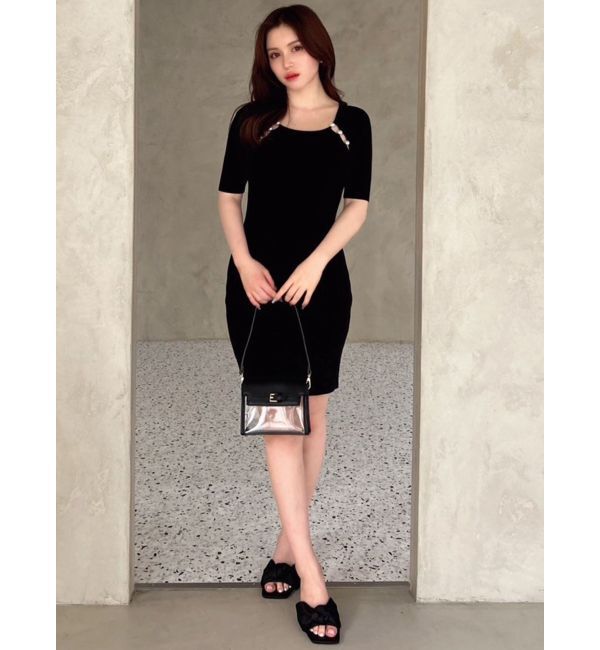 RESEXXY「パールビーズリブニットワンピース」|ワンピース|