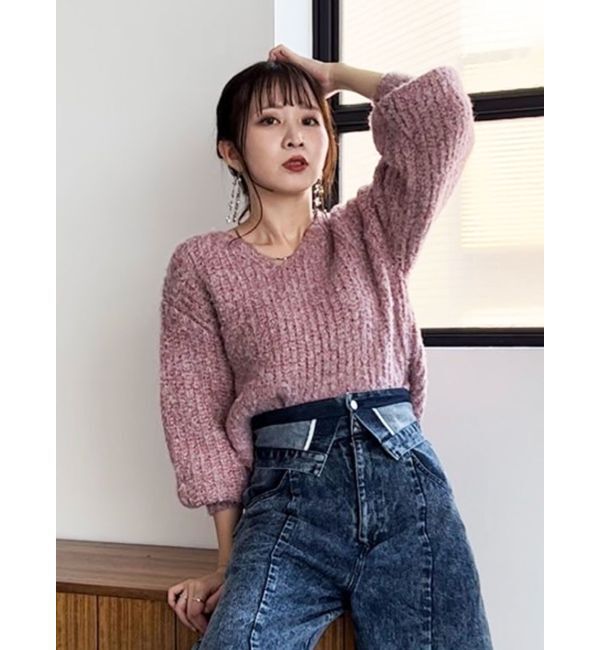 dazzlin「ブレンドカラークロップドニットトップス」|ニット・セーター|