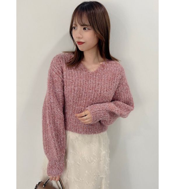 dazzlin「ブレンドカラークロップドニットトップス」|ニット・セーター|ピンク
