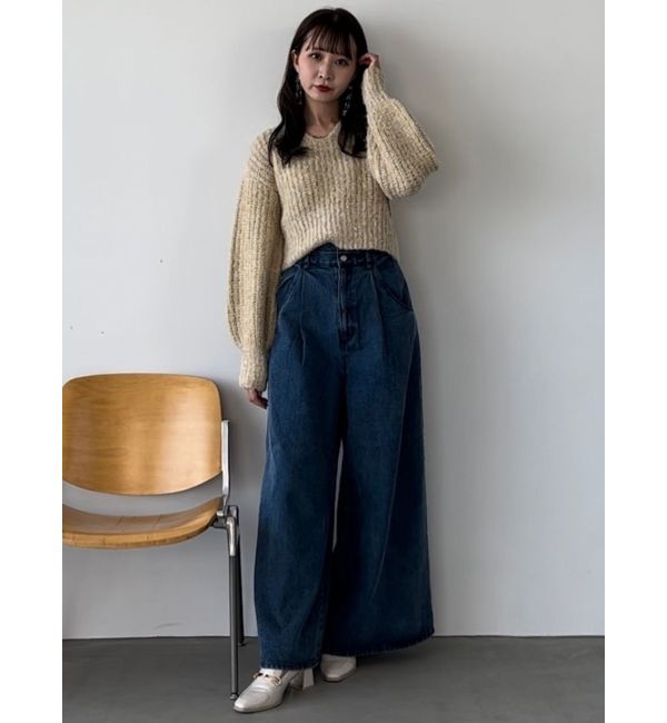 dazzlin「ブレンドカラークロップドニットトップス」|ニット・セーター|ベージュ