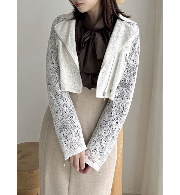 dazzlin「ショートライダースジャケット」|ライダースジャケット|オフホワイト