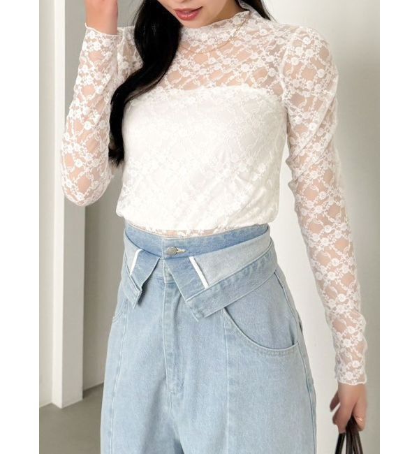 dazzlin「レースコンパクトミニマルトップス」|Tシャツ・カットソー|オフホワイト