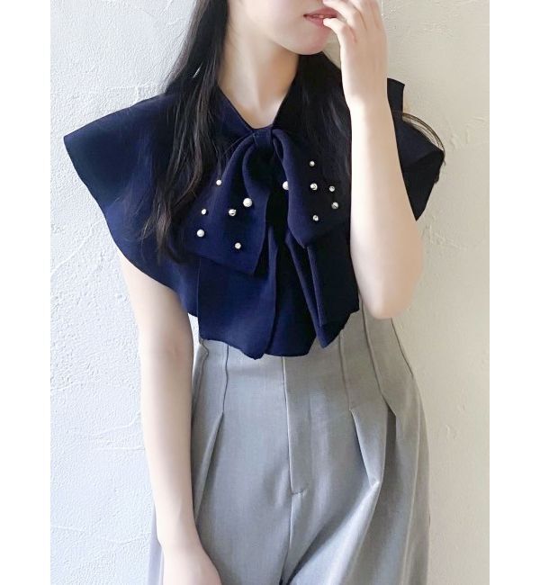 dazzlin「ビッグラッフルタイニット」|ニット・セーター|ネイビー