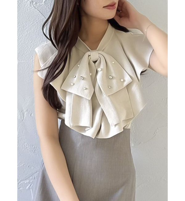 dazzlin「ビッグラッフルタイニット」|ニット・セーター|ベージュ