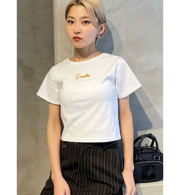 EMODA「ビーズロゴTシャツ」|Tシャツ・カットソー|ホワイト