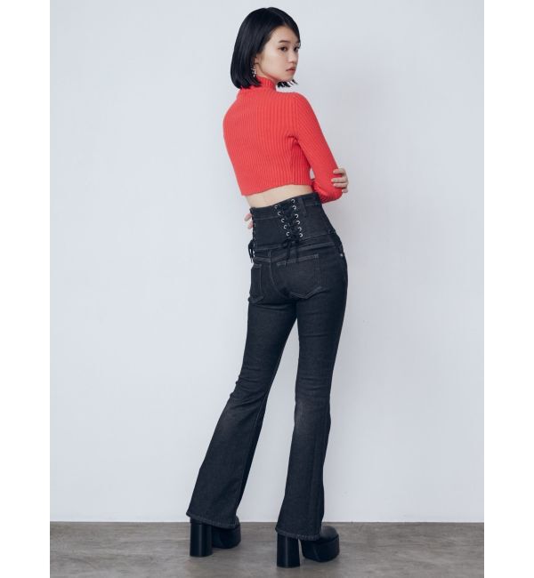 EMODA「バックレースアップハイウエストパギンス」|デニム|