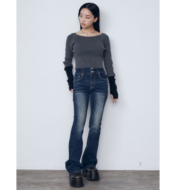 EMODA「バックレースアップハイウエストパギンス」|デニム|