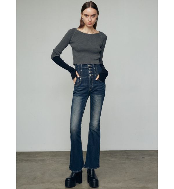 EMODA「バックレースアップハイウエストパギンス」|デニム|