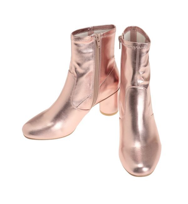 MERCURYDUO「フェイクレザーデザインヒールストレッチショートブーツ」|ショートブーツ|