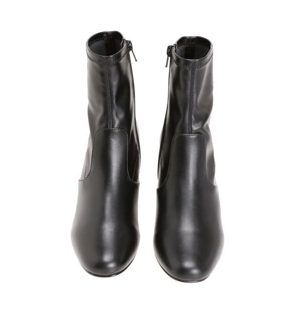 MERCURYDUO「フェイクレザーデザインヒールストレッチショートブーツ」|ショートブーツ|