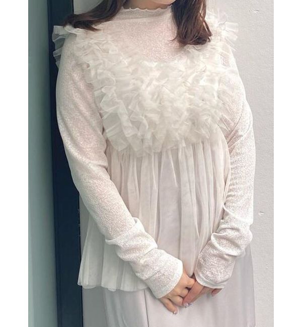 MERCURYDUO「チュールフリルチュニックブラウス」|シャツ・ブラウス|アイボリー