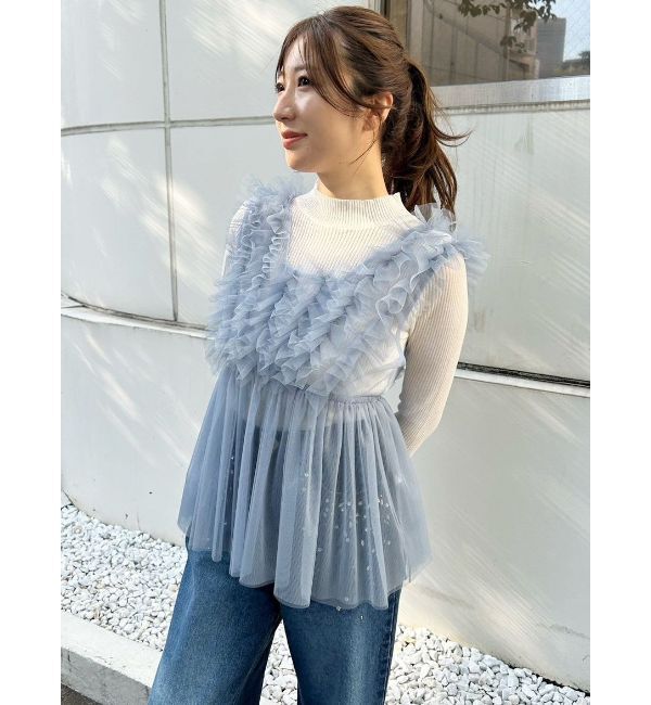 MERCURYDUO「チュールフリルチュニックブラウス」|シャツ・ブラウス|