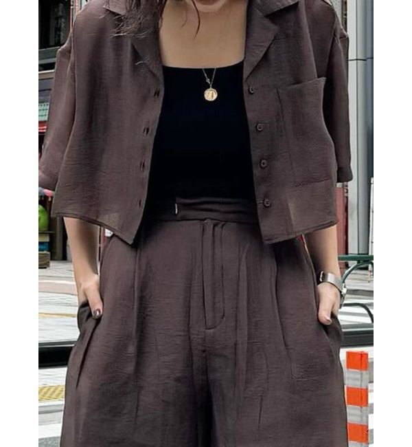 MURUA「オープンカラーシアーシャツ」|シャツ・ブラウス|ブラウン