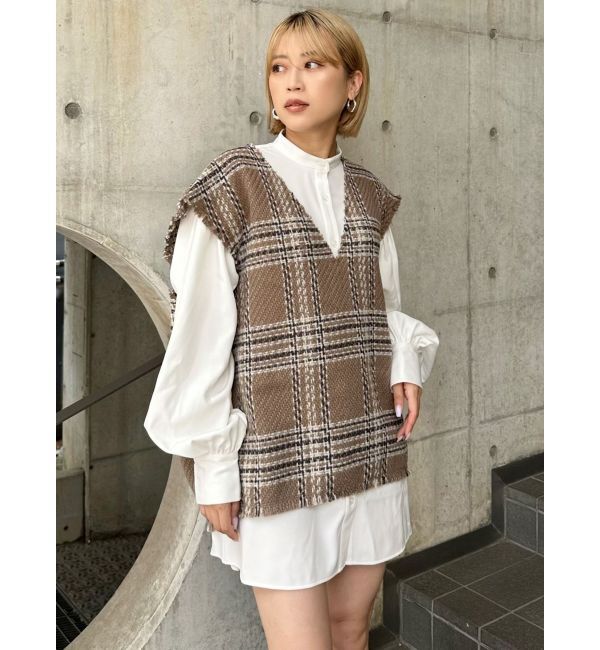 MURUA「オリジナルツイードシャツワンピース【2way】」|ワンピース|