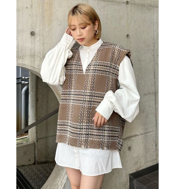 MURUA「オリジナルツイードシャツワンピース【2way】」|ワンピース|