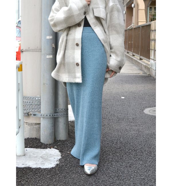 Ungrid「リブ編みマーメイドスカート」|スカート|ブルー