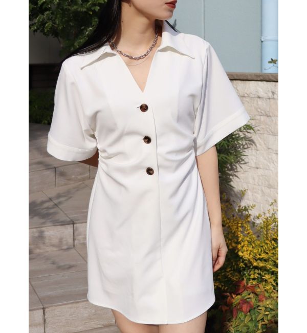EVRIS「シャツミニワンピース」|ワンピース|ホワイト