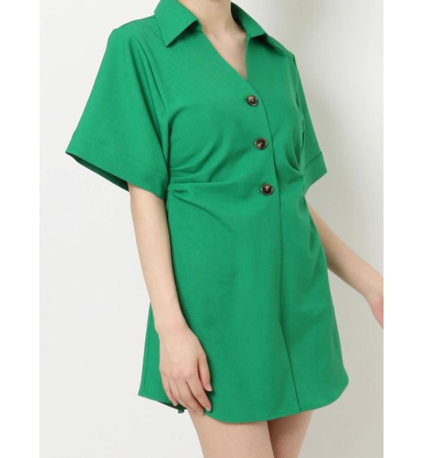 EVRIS「シャツミニワンピース」|ワンピース|グリーン