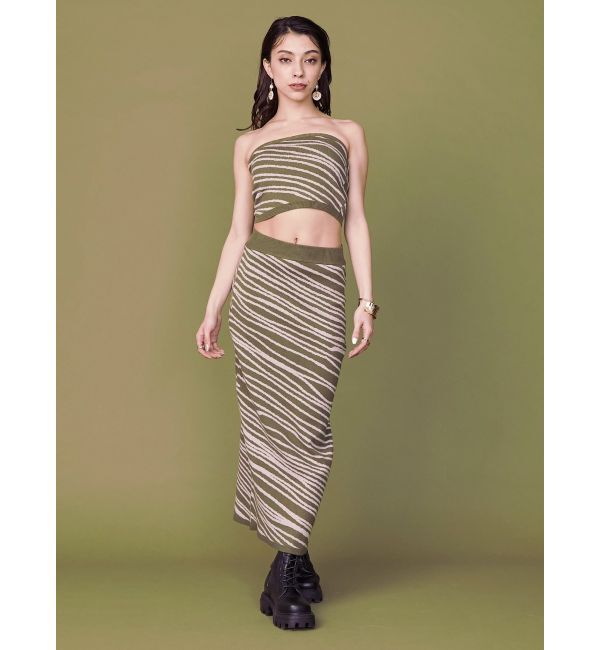 EVRIS「ジオメトリックニットベアトップ【セットアップ着用可能】」|チューブトップ|