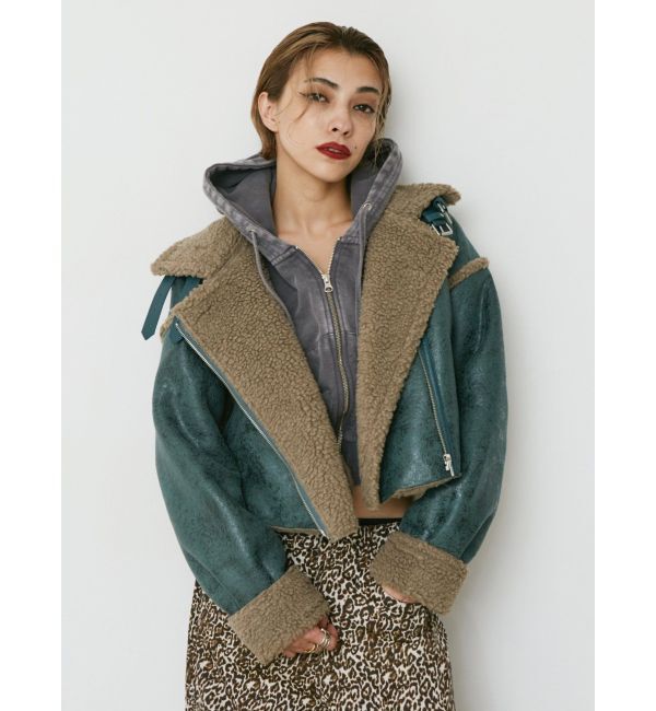 EVRIS「ショートボアブルゾン」|ブルゾン・スタジャン|ブルー