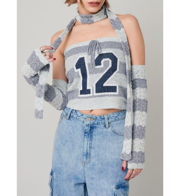 EVRIS「ストールSETニットトップス」|ニット・セーター|グレー