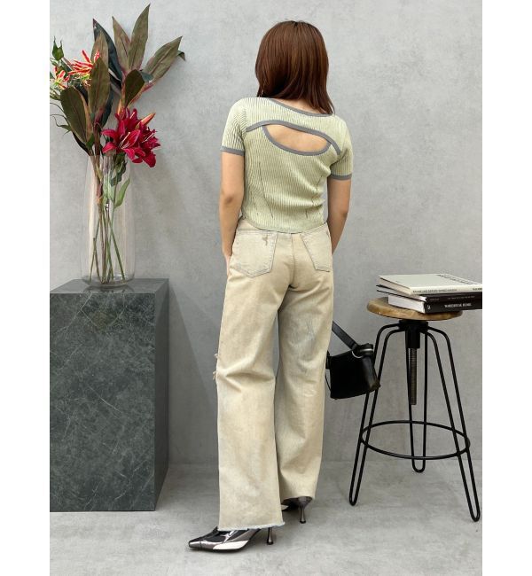 EVRIS「ダメージワイドヴィンテージライクデニムパンツ」|デニム|