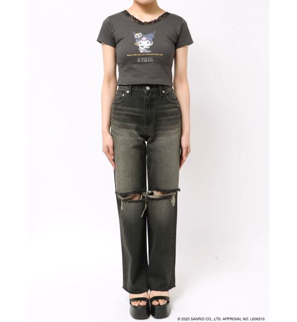 EVRIS「【メロクロコラボ】レースドッキングクロミTシャツ」|Tシャツ・カットソー|