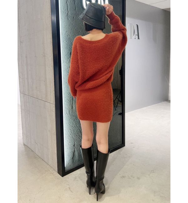 GYDA「Vネック シャギーニットワンピース」|ワンピース|