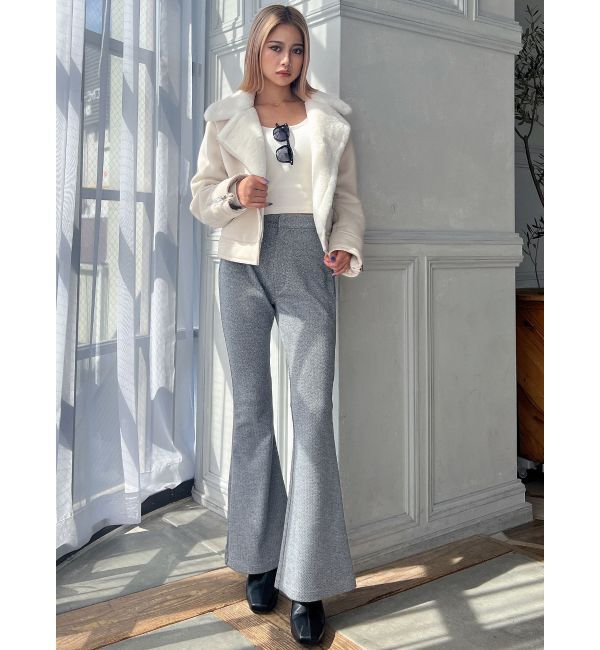 GYDA「ハイウエスト カットジャカード フレアパンツ」|その他|