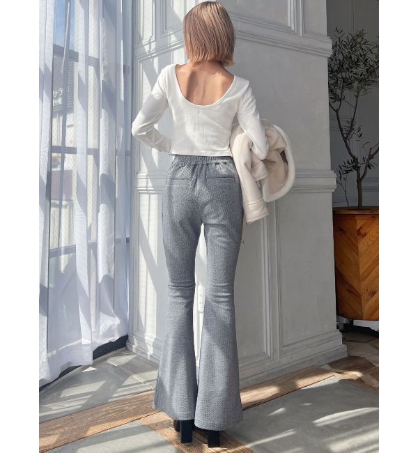 GYDA「ハイウエスト カットジャカード フレアパンツ」|その他|