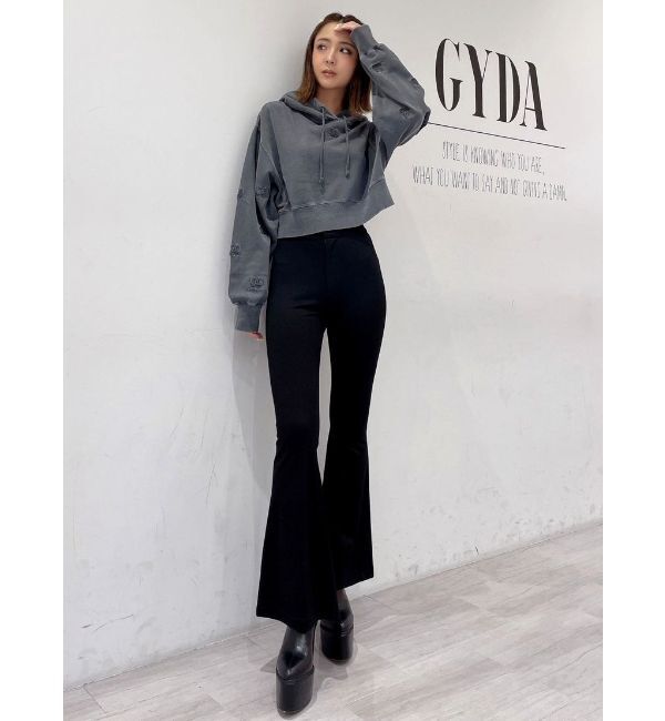 GYDA「ハイウエスト カットジャカード フレアパンツ」|その他|