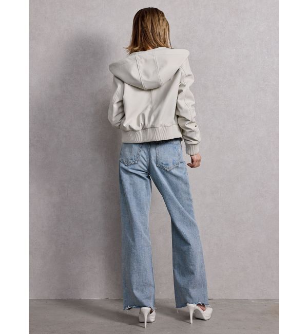 GYDA「フーディーフェイクレザーコート」|ブルゾン・スタジャン|