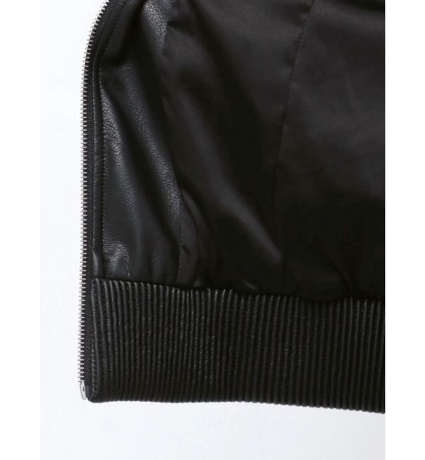 GYDA「フーディーフェイクレザーコート」|ブルゾン・スタジャン|