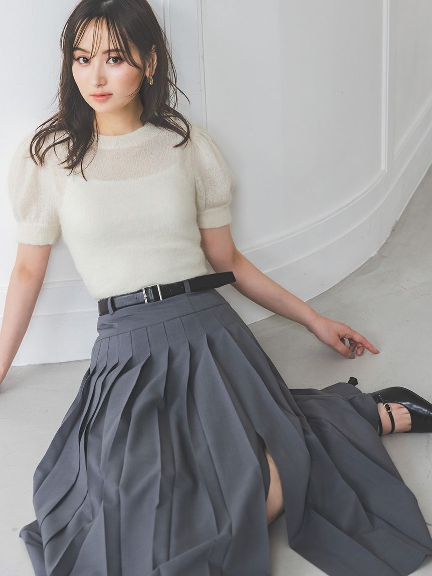 SNIDEL「ベルト付きプリーツロングスカート」|スカート|