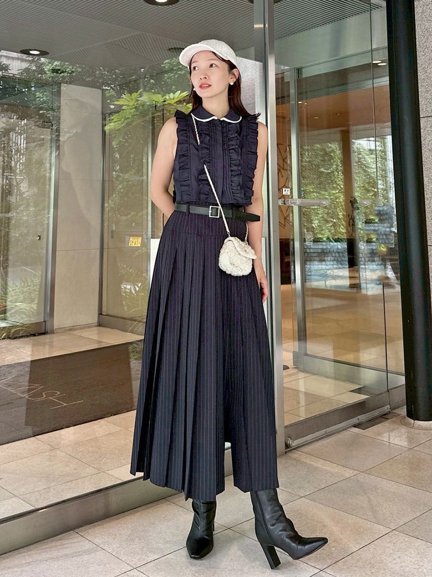 SNIDEL「ベルト付きプリーツロングスカート」|スカート|