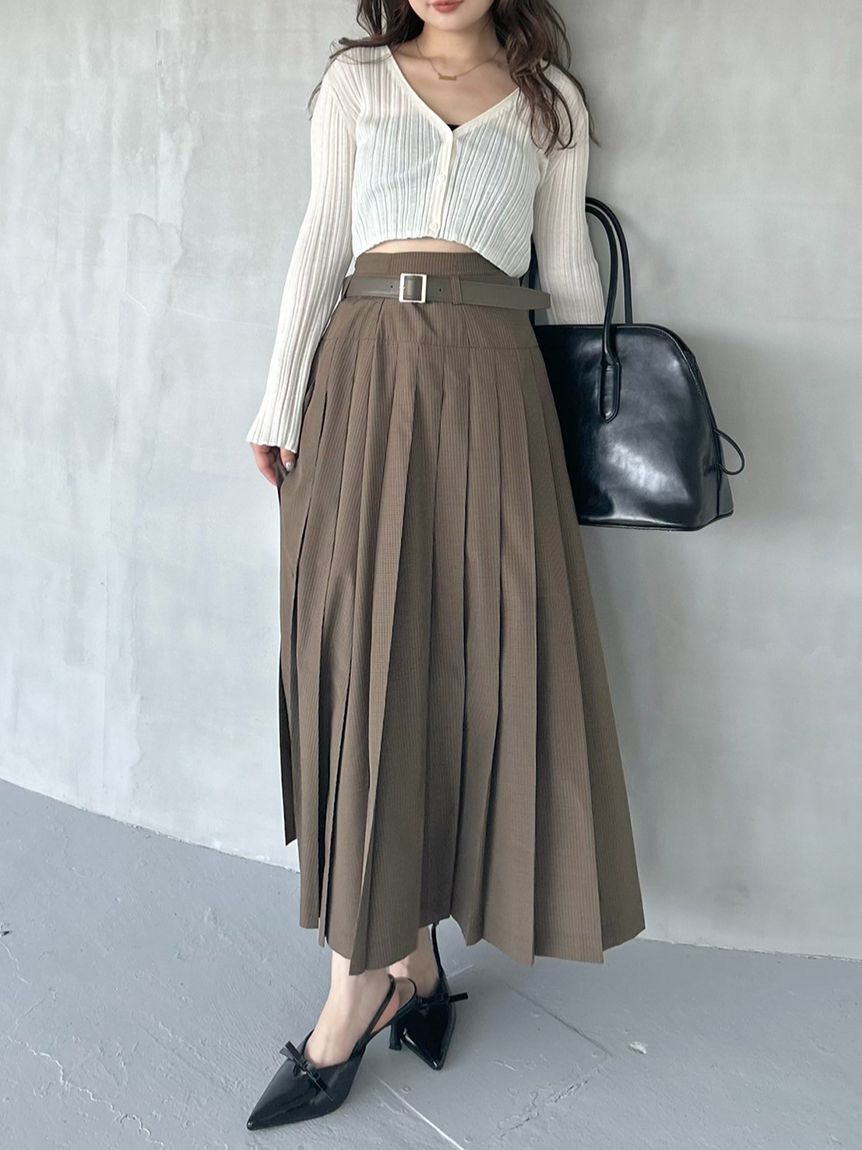 SNIDEL「ベルト付きプリーツロングスカート」|スカート|