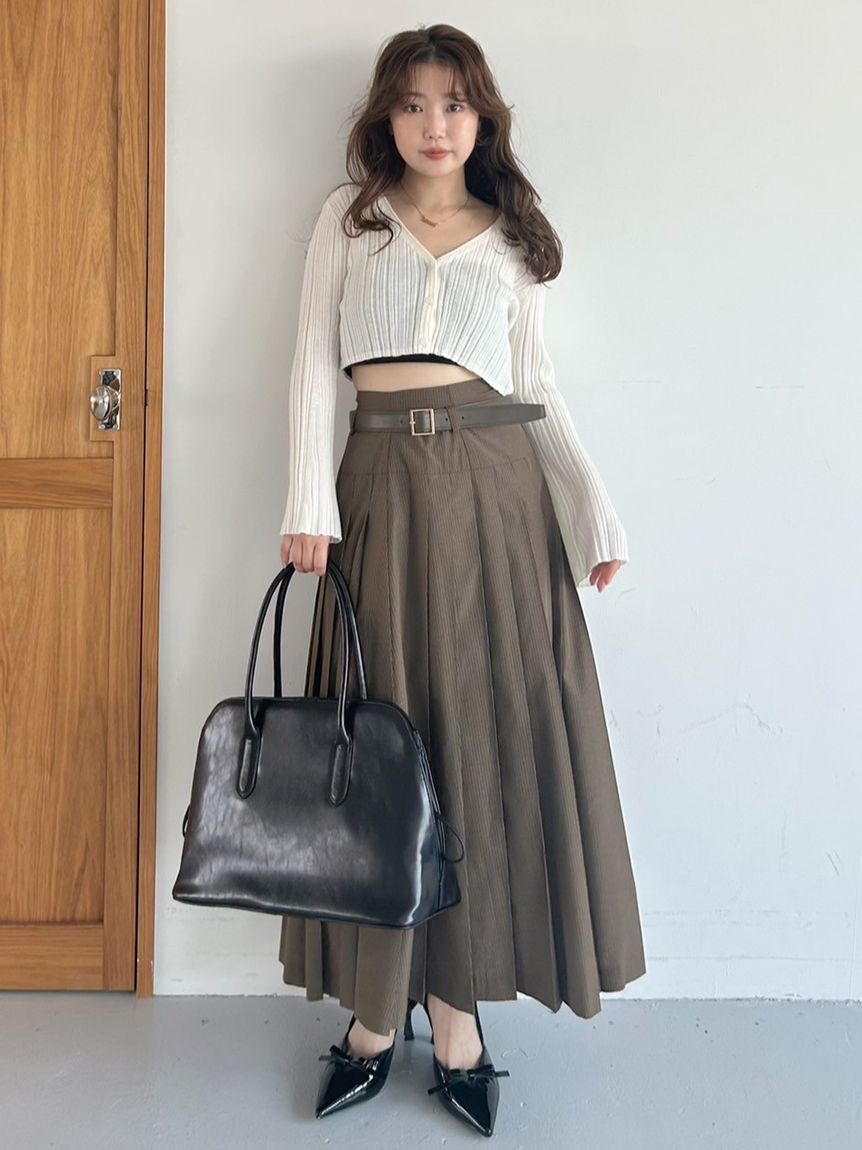 SNIDEL「ベルト付きプリーツロングスカート」|スカート|