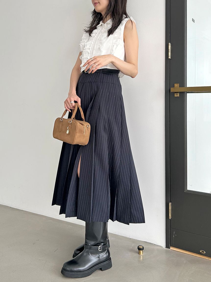 SNIDEL「ベルト付きプリーツロングスカート」|スカート|